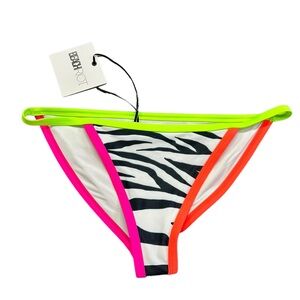 BEACH RIOT women’s Becca zebra neon swim bikini bottoms size large NWT